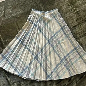 Vintage Brooks 1970's Accordion Pleated Plaid Skirt Wool Blend